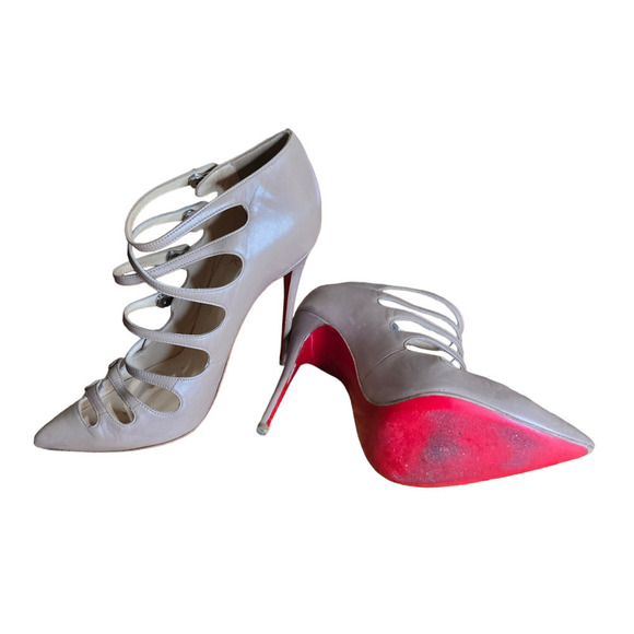 Christian Louboutin Beige Leather Viennana Heels Size 37.5 7 - Picture 1 of 8